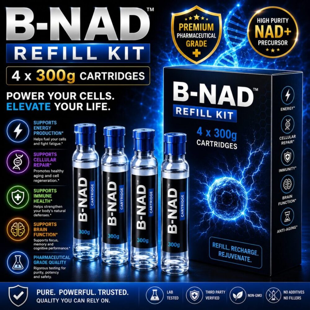 B-NAD+ Refill Kit – 4 x 300 mg Cartridges