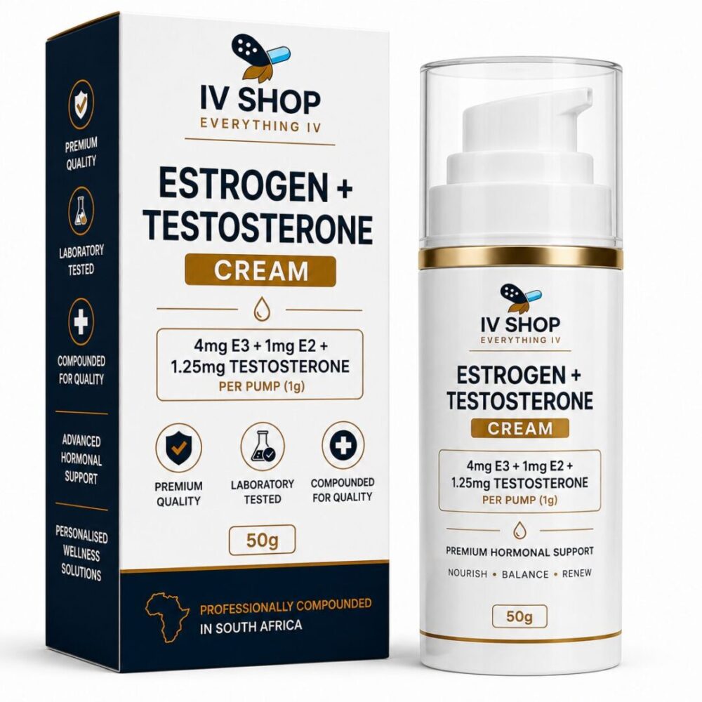 Estrogen + Testosterone Cream – 4mg E3 + 1mg E2 + 1.25mg Testosterone per Pump – 50g